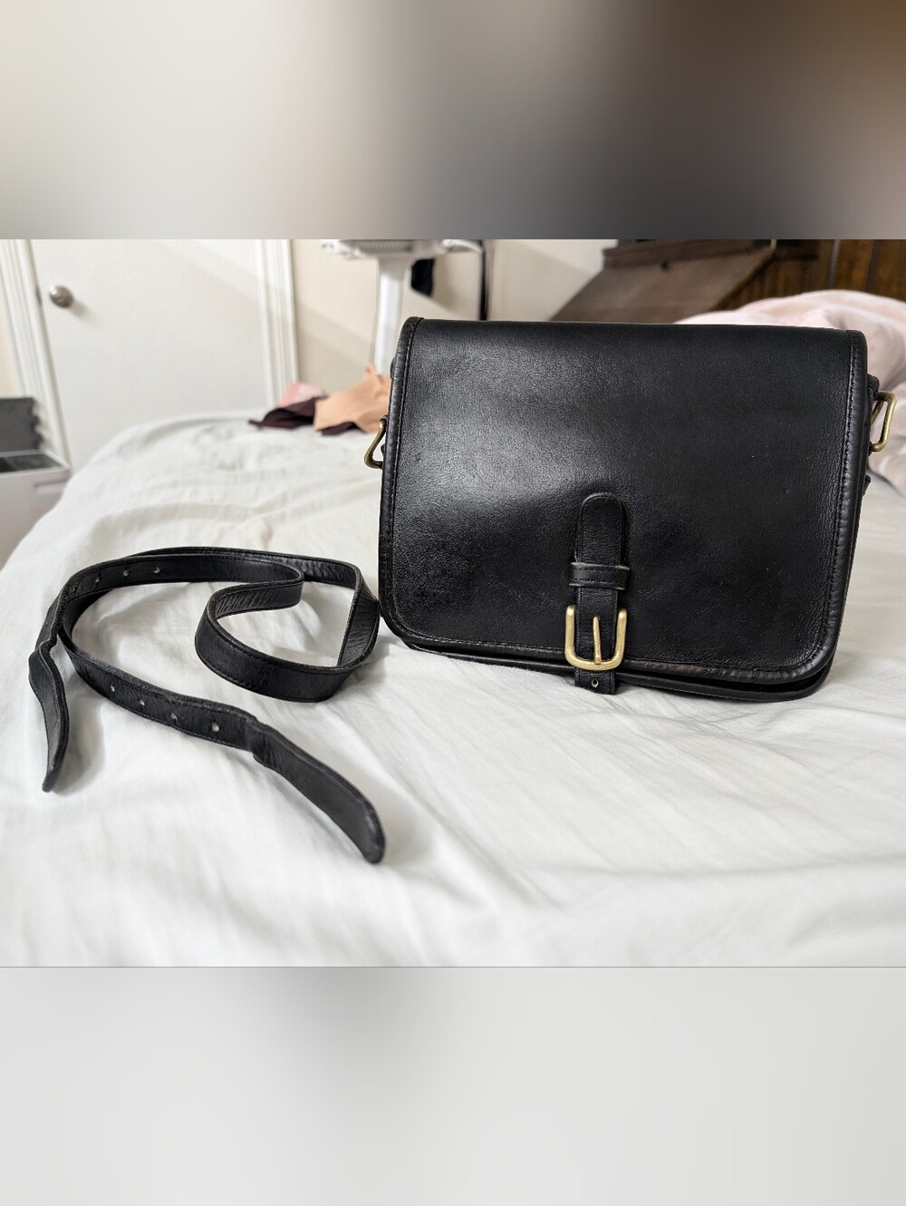 Vtg 70’s COACH Saddle Pouch Bag 9590 Crossbody Shoulder NYC Black Leather CLEAN